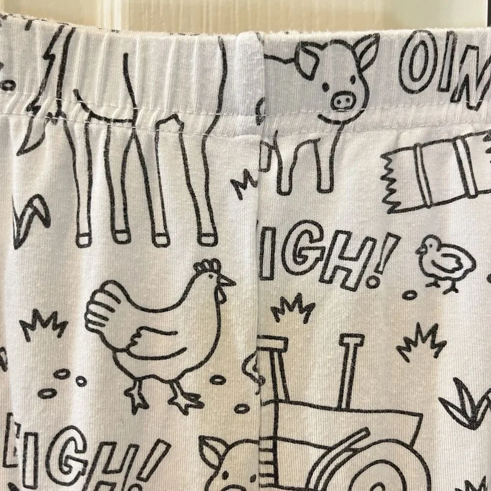 Caden Lane Color Me Pajamas Farm Animals 2-Pc Bamboo Set Kids Size 7/8
